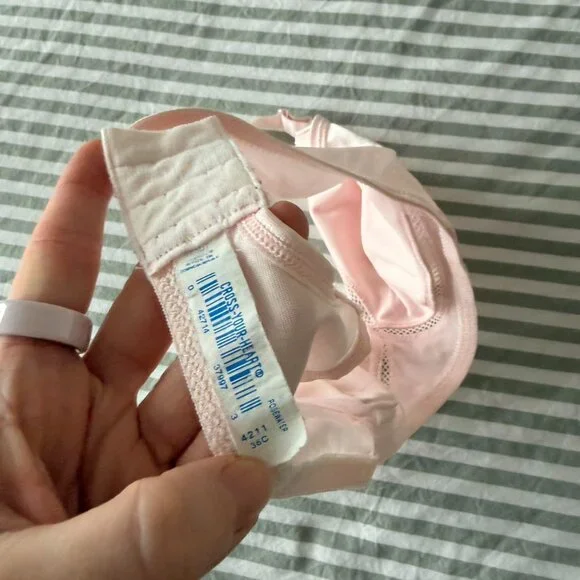 Pink Satin Vintage Bra No 81 D 8 - Picture 3 of 3